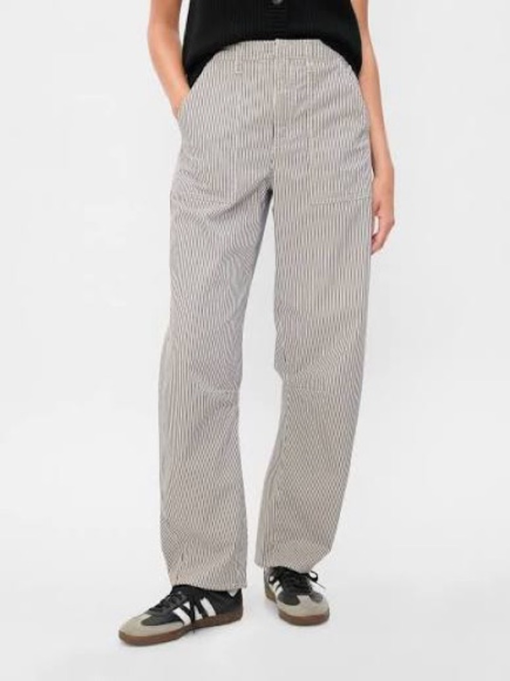 GAP Factory High Waisted Barrel Pants Navy and White Striped size 6 Tall